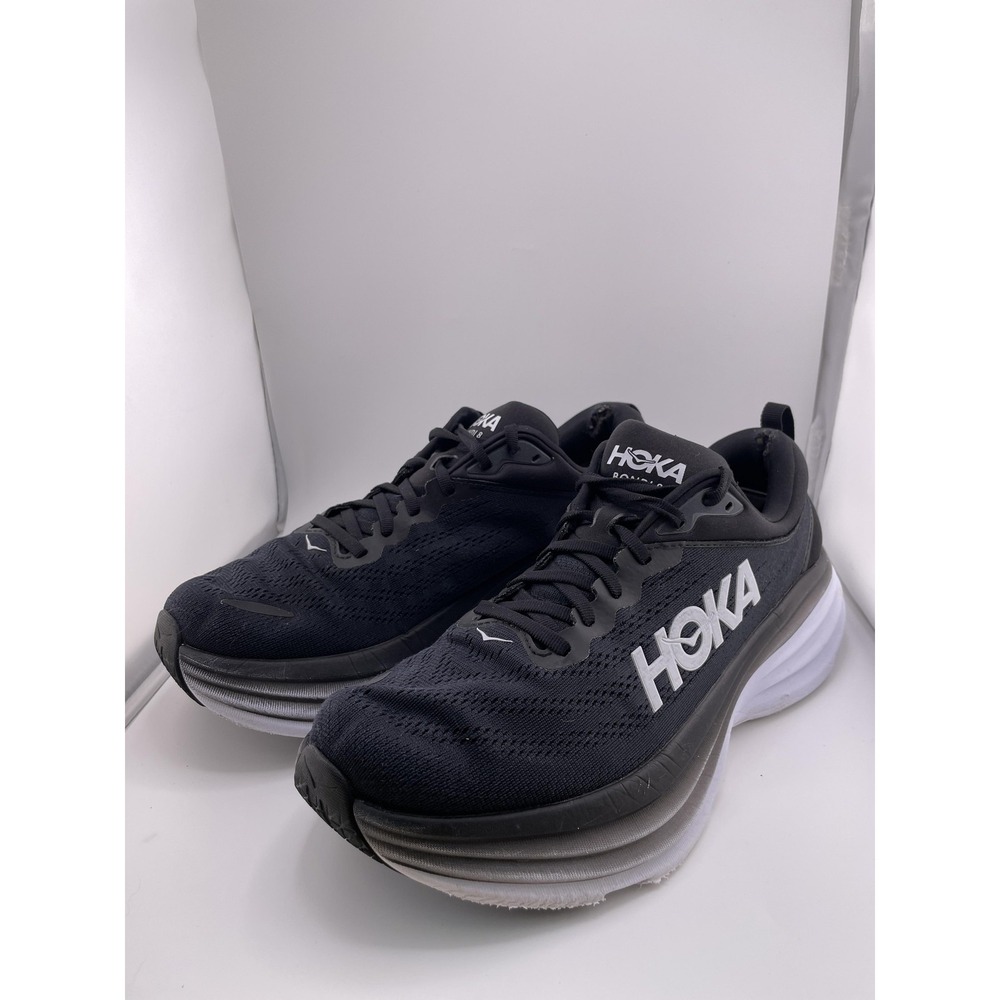 HOKA Running Shoes Womens Size 11 Black White Bondi 8 Max Cushion Road Mesh